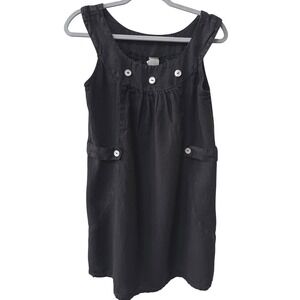 Match Point Womens Black Linen Shift Dress Size S Cottagecore Twee Lagenlook
